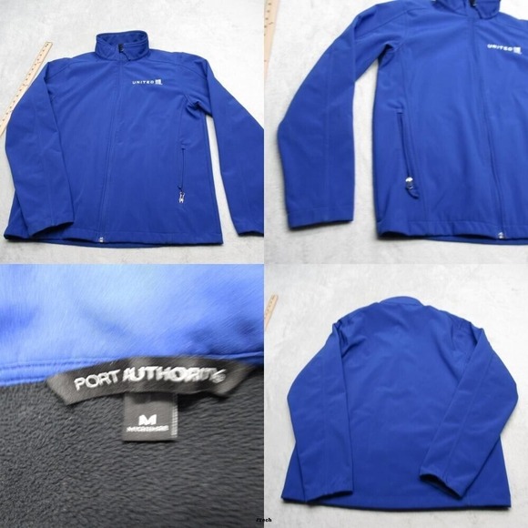 Port Authority Jacket Mens Medium Royal Blue Pockets United‎ Employee Full Zip - Picture 1 of 15